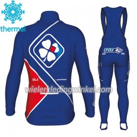 Set Fietsshirt Lange Mouw + Lange Koersbroek 2017 FDJ N002 Winter Thermal Fleece